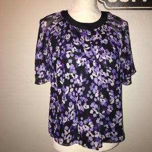 Kate Spade Purple Hydrangea Silk Blouse Size XS